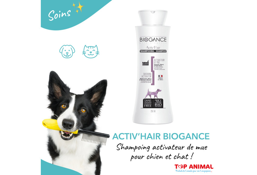 SHAMPOING ACTIVATEUR DE MUE ACTIV'AIR BIOGANCE POUR CHIEN ET CHAT